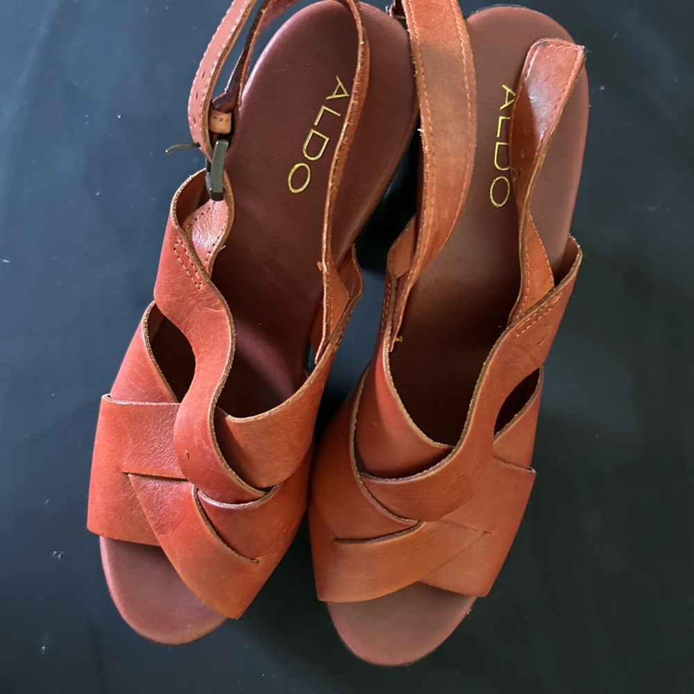 Aldo cognac color heels size 8.